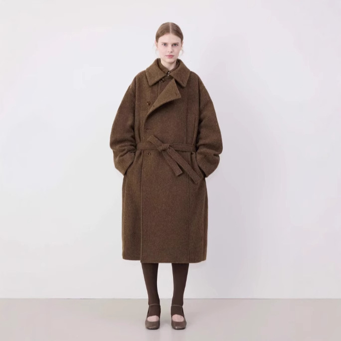High-End Edition Clearance! Alpaca Wool Blend Fabric, New Autumn and Winter Style, Long Woolen Coat with Lapel and Belt for Women High-End Edition Clearance! Alpaca Wool Blend Fabric, New Autumn and Winter Style, Long Woolen Coat with Lapel and Belt for Women