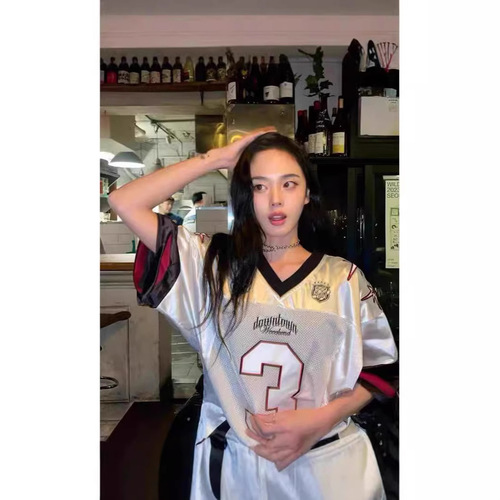 Korean Street Color Block Mesh Loose Short Sleeve Jersey T-Shirt for Men and Women - Summer New Arrival Sports Top