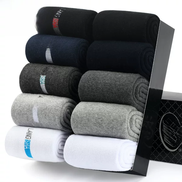 Langsha Men's Socks, Pure Cotton, Mid-Calf Socks for All Seasons, Thickened for Spring and Summer, Warm for Autumn and Winter, Terry Socks, Winter Cotton Men's Looped Socks