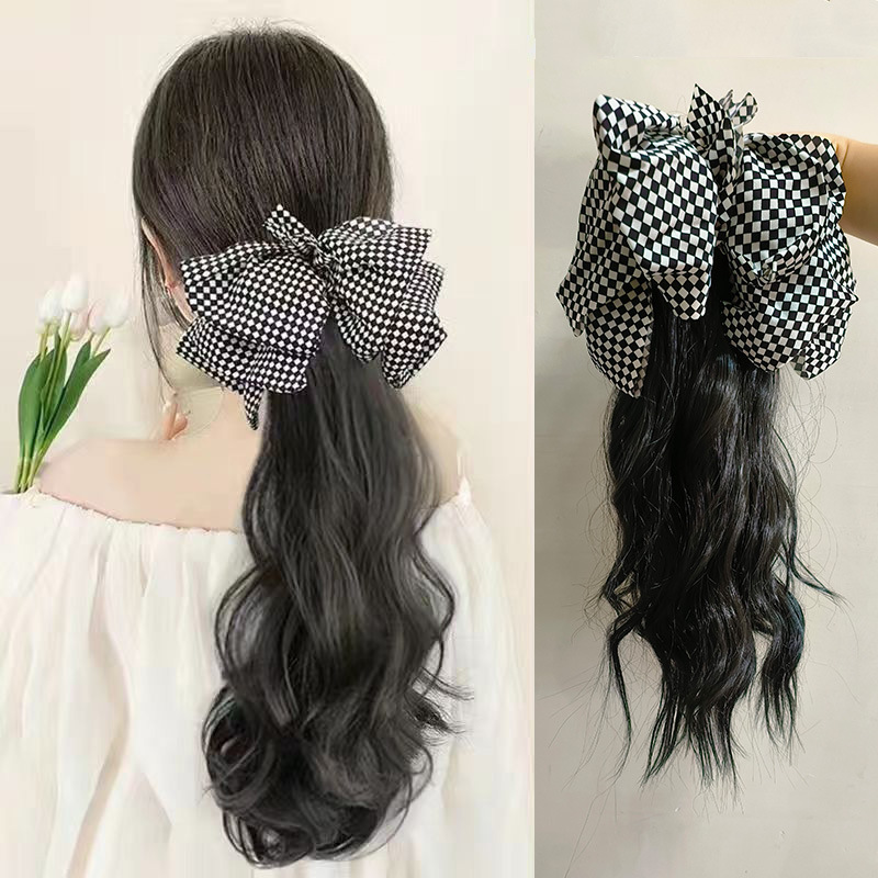 Amazon Hot Ponytail Wig Women's Grasp Clip High Ponytail Chemical Fiber Micro Roll Bow Braid Factory in stock Amazon Hot Ponytail Wig Women's Grasp Clip High Ponytail Chemical Fiber Micro Roll Bow Braid Factory in stock
