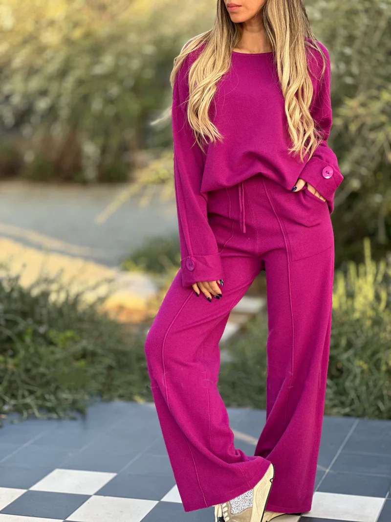 2 Pieces Set Quantity Daily Women's Casual Solid Color Polyester Pocket Pant Co-ord Set Pants Sets