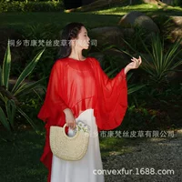 【Gongpei Xiaosu】Шаль в этническом стиле с принтом тай-дай, шарф-бабочка, модный пуловер, ярко-красная шаль, высококачественная верхняя одежда