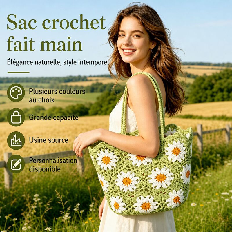 Amazon Handmade Crochet Bag for Women, Daily Casual Travel Hollow-Out Handbag, Beach Vacation Shoulder Bag Wholesale Amazon Handmade Crochet Bag for Women, Daily Casual Travel Hollow-Out Handbag, Beach Vacation Shoulder Bag Wholesale