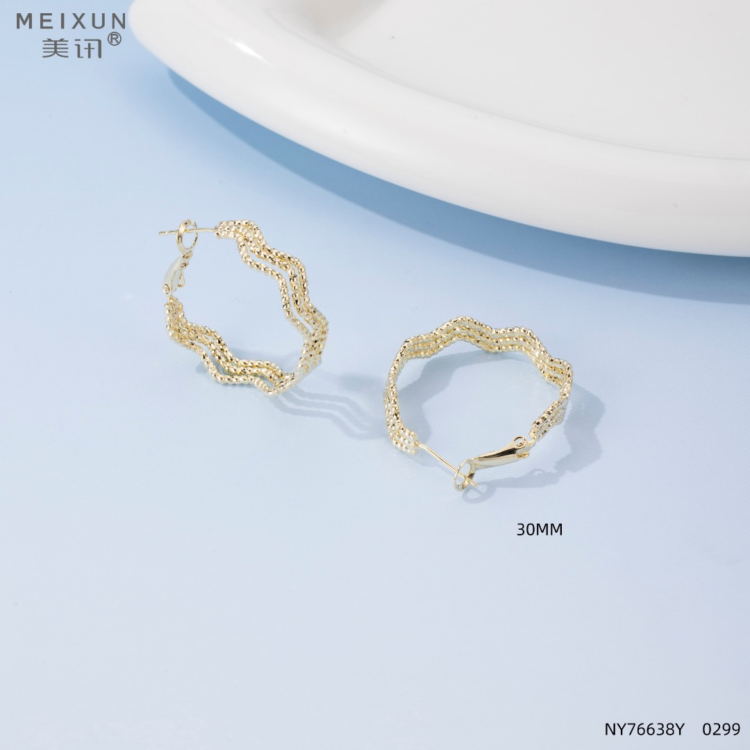 丽银化蝶简约系列高精致简约欧美时尚大气 精致高级耳圈系列耳环