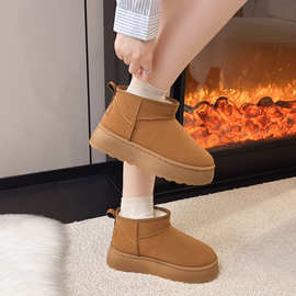 雪地靴女2025新款冬季加绒加厚保暖棉鞋厚底增高面包鞋短筒棉靴子