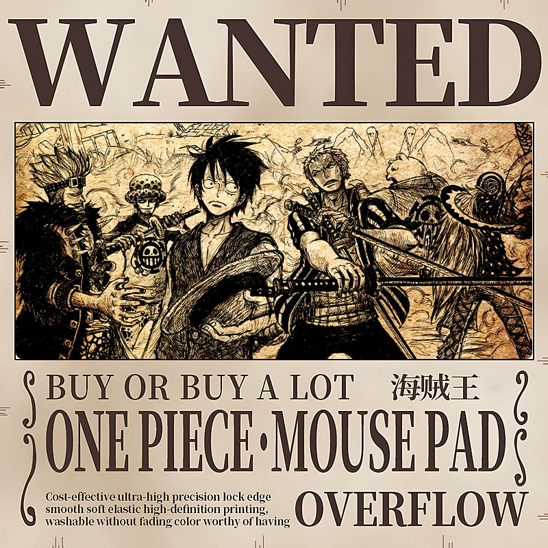 Коврик для мыши увеличенный One Piece Luffy коврик для мыши Solong женский аниме двухмерный утолщённый с застёжкой край столовый подкладка