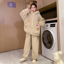 女童居家服睡衣秋冬季2025新款儿童大童珊瑚绒加厚冬款女孩家居服