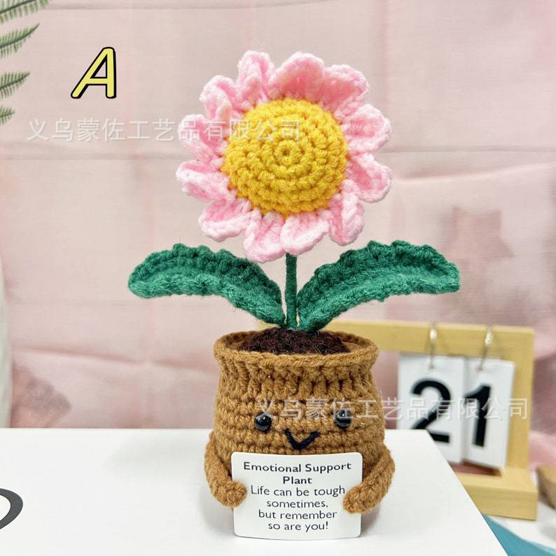 Amazonas comercio exterior gancho de lana sonriente flores en maceta comercio exterior artesanal girasol tulipas margarita adornos image 9