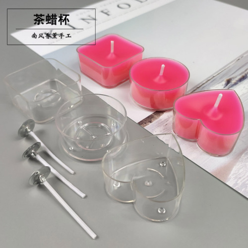 Highly transparent flame-retardant plastic tealight cup handmade DIY romantic atmosphere small candle cup love square round