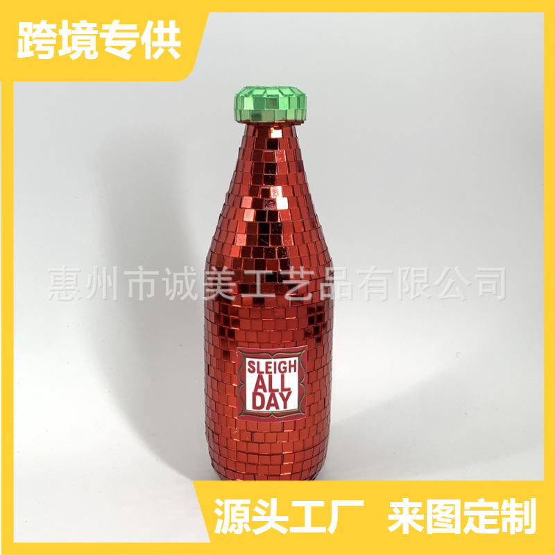 Cross-Border Customized Christmas Tree Mirror Ornaments, Halloween Decorations, Wine Bottle Disco Ball Pendants, Cute Bottles