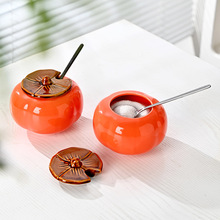 创意柿柿如意陶瓷  调味罐厨房家用套装小吃店盐巴辣椒油罐调味罐