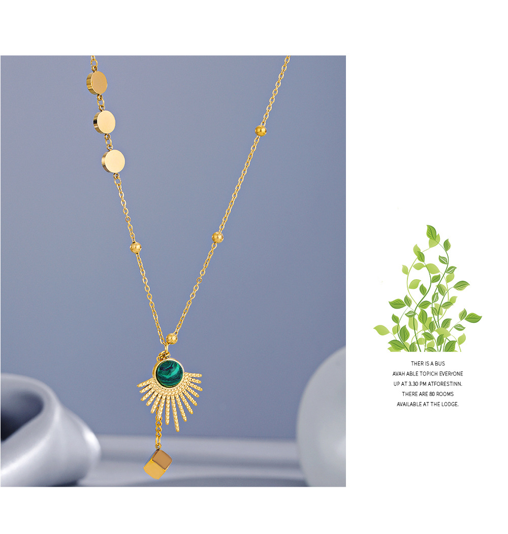 Fashion Geometric Stainless Steel Gold Plated Natural Stone Necklace Colorza_colorza_2