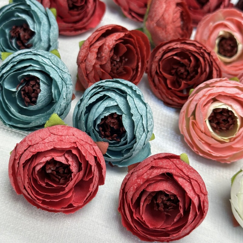 Simulated Tea Plum Bud Layered Cloth Handmade Rose Head DIY Headdress Corsage Decorative Flowers Fake Flower Ornaments Wholesale