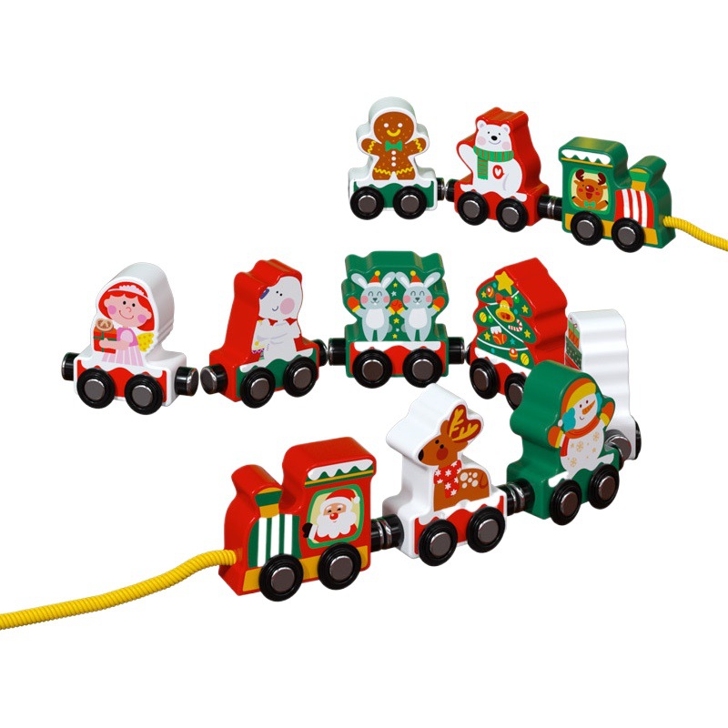Bloques de construcción de juguetes educativos de madera magnética digital de Navidad para niños y niñas bebés de 1 a 3 años de edad ensamblados