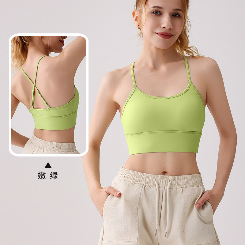 Ropa interior deportiva europea y americana, chaleco a prueba de golpes, tirantes, tops de fitness para correr desnudos, sujetador trasero sexy