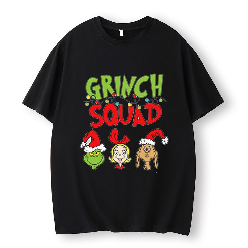 Grinch Face Print Oversized Shirt, Fun, Family Christmas Party, Harajuku Casual Top