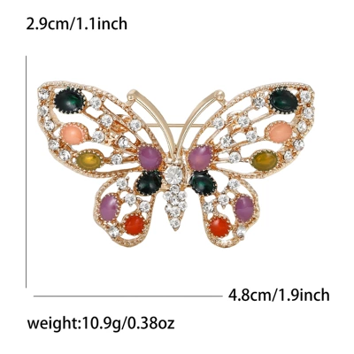 European and American Fashion Creative Hollow Butterfly Enamel Brooch Exquisite and Elegant Alloy Rhinestone Brooch Manufacturer Direct Sales Wholesale (Yaxa sancaqları) - color-0177-mx