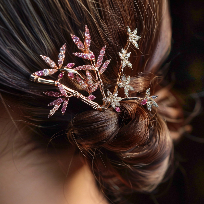 Luxury Jewelry High-end Brand Chinese Style vintage Vintage Hair Accessories Zircon Bamboo Headwear Hanfu Accessories