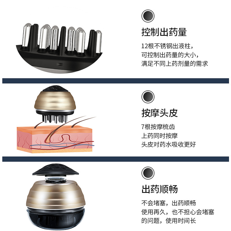 Venta caliente dispensador de medicina del cuero cabelludo guía de masaje Bola de Peine Willow House ayuda para el crecimiento del cabello tratamiento de cabeza de aceite esencial peine de recubrimiento