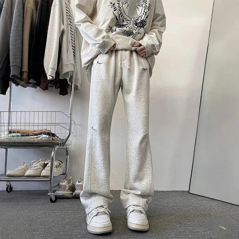 Heavy Sweatpants Men's American Style High Street Ins Stacked Straight Pants Hong Kong Style Trendy Brand Outdoor Sports Casual Pants