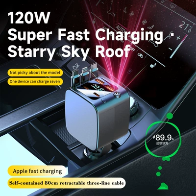 Mobil şarj cihazları Sky Light Car Charger with - d4dual-type-cios-connectorstarlight-roof-light