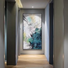 现代简约轻奢抽象装饰画玄关过道走廊壁画手绘油画客厅落地画挂画