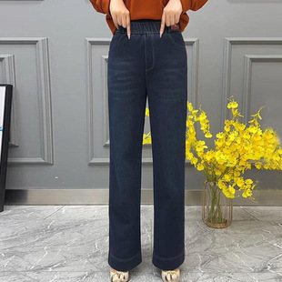 Trendy Spring New Fashion Versatile Casual Middle-Aged Mom Straight-Leg Slimming Lace-Up Skinny Jeans