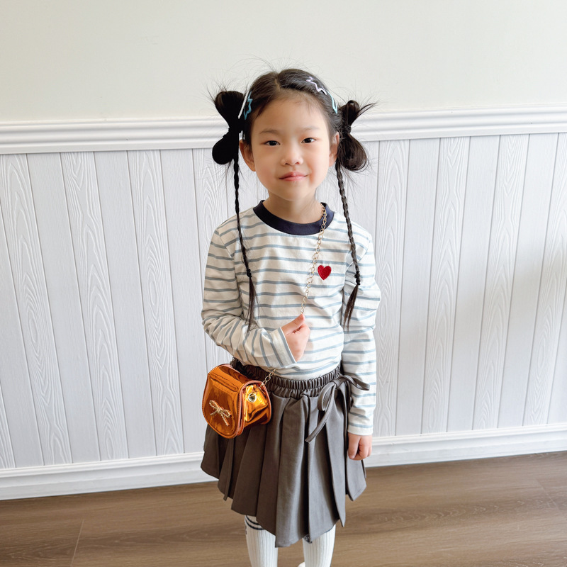 Nuevo bolso de cadena para niños lindo lazo bolso de mensajero para bebé simple color sólido láser brillante bolso de mensajero para niñas