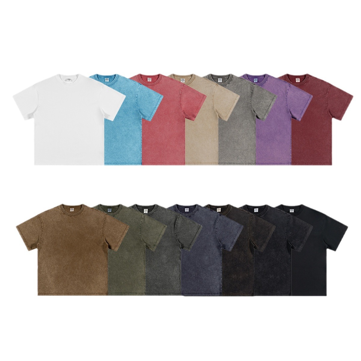 Verano lavado transfronterizo retro americano casual 260g puro algodón suelto camiseta de manga corta para hombre pesado viejo hombro