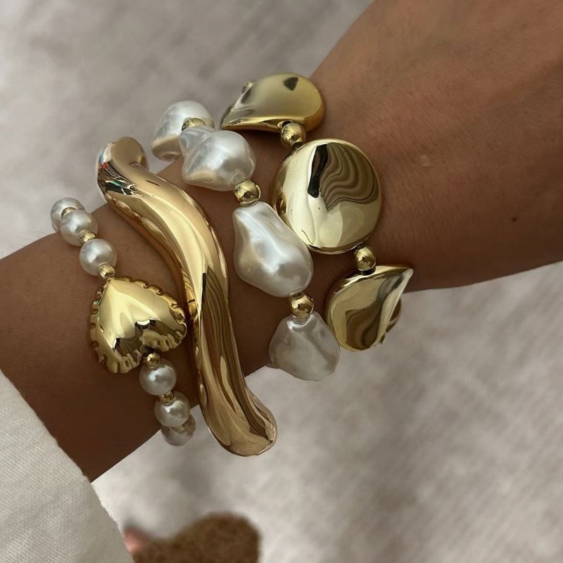 欧美跨境个性几何巴洛克手环Bracelet时尚夸张不规则CCB串珠手链|undefined
