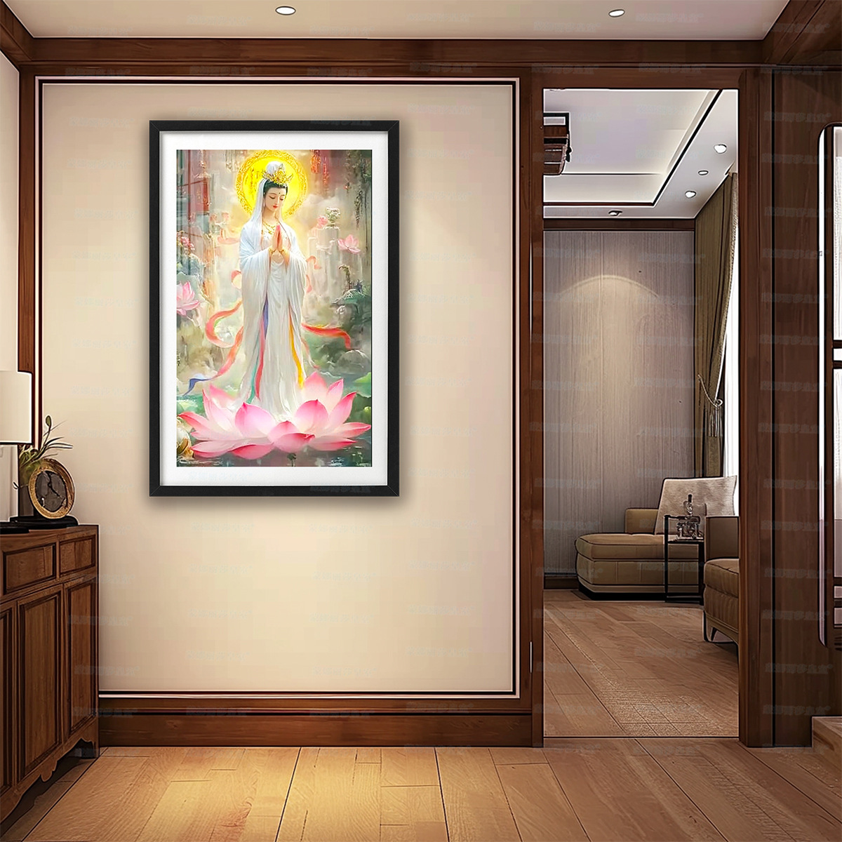 [Tejido de Algodón Importado] Punto de Cruz de la Mona Lisa, Tela Blanca, Nueva Estatua de Buda Guanyin, Punto de Cruz Grande para Sala de Estar image 3