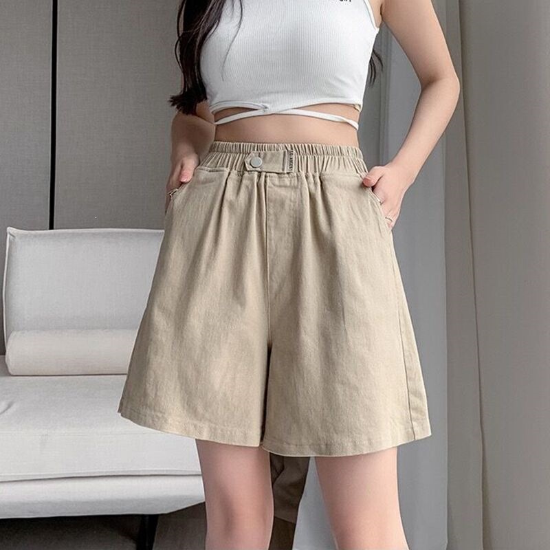 Pure Cotton Washed Shorts for Women, Summer Thin Style, Loose High-Waisted, Slimming Casual Wide-Leg Mid-Length Shorts, Versatile for Petite Sizes Pure Cotton Washed Shorts for Women, Summer Thin Style, Loose High-Waisted, Slimming Casual Wide-Leg Mid-Length Shorts, Versatile for Petite Sizes