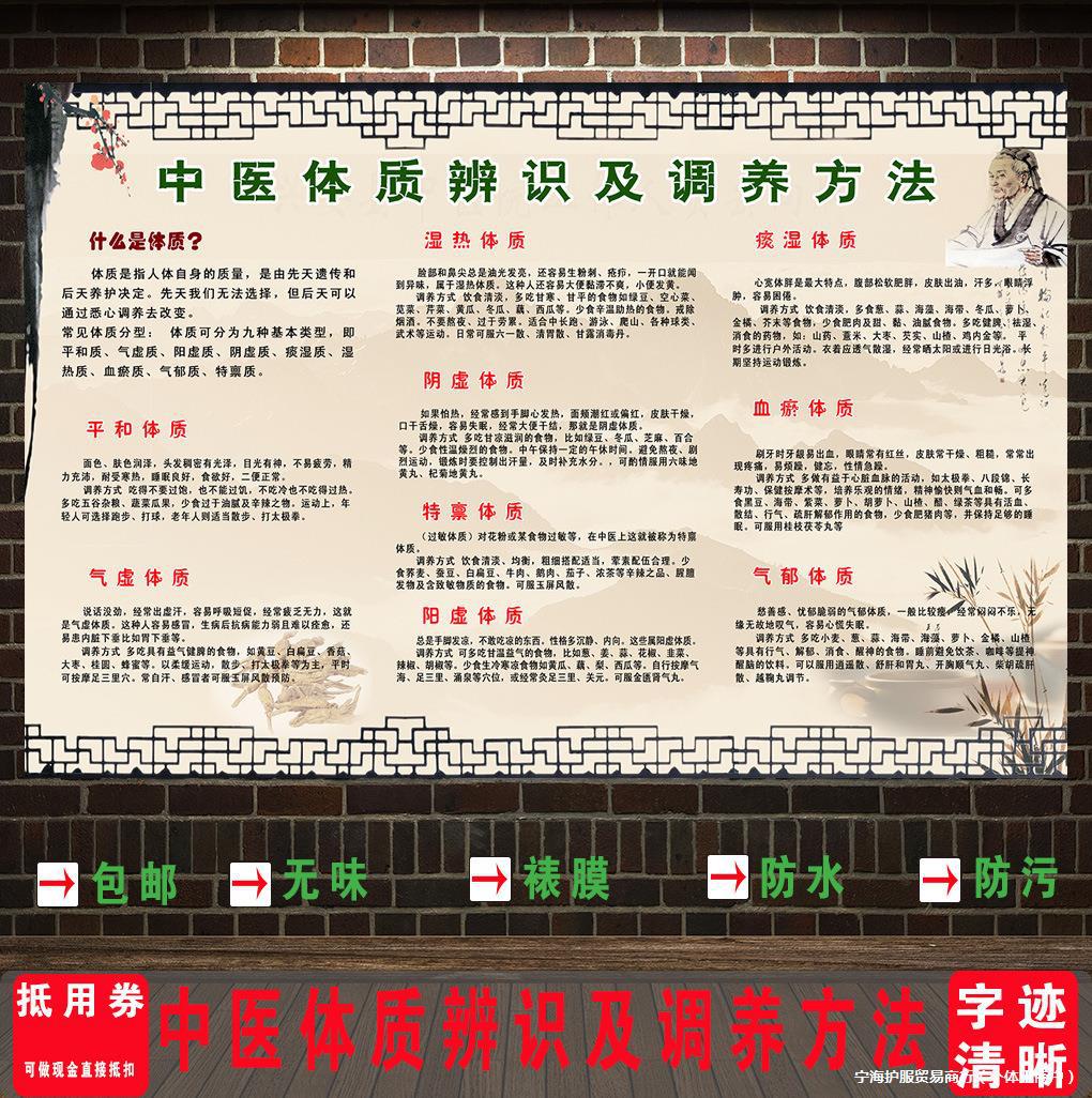 中医养生馆人体九种体质辨识海报挂图广告宣传画美容院装饰画