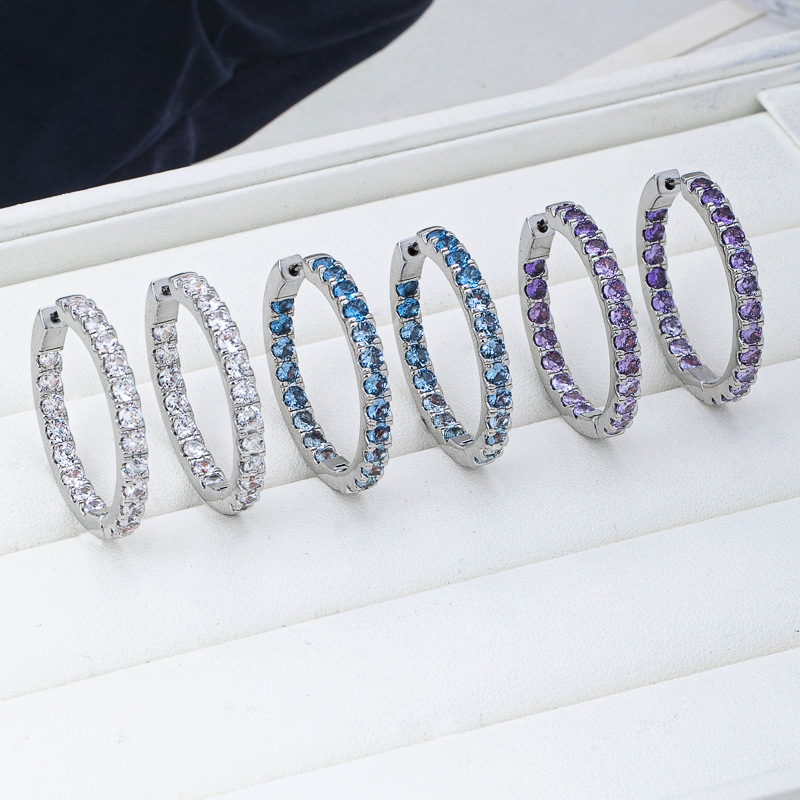 European and American cross-border minimalist colorful zircon earrings for women, light luxury ins-style fashion ear cuffs, ear studs, stackable earrings
