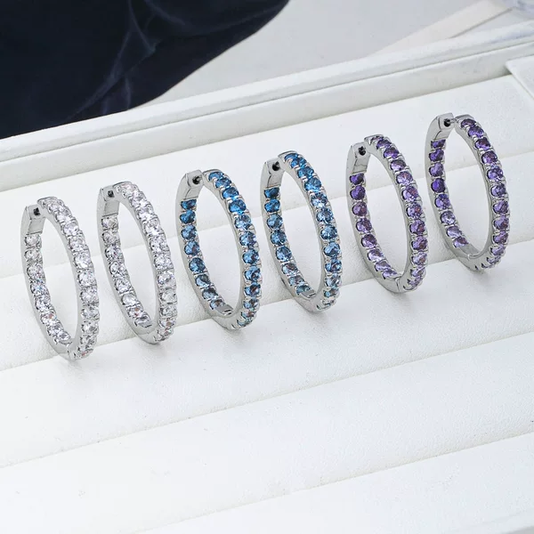 European and American cross-border minimalist colorful zircon earrings for women, light luxury ins-style fashion ear cuffs, ear studs, stackable earrings