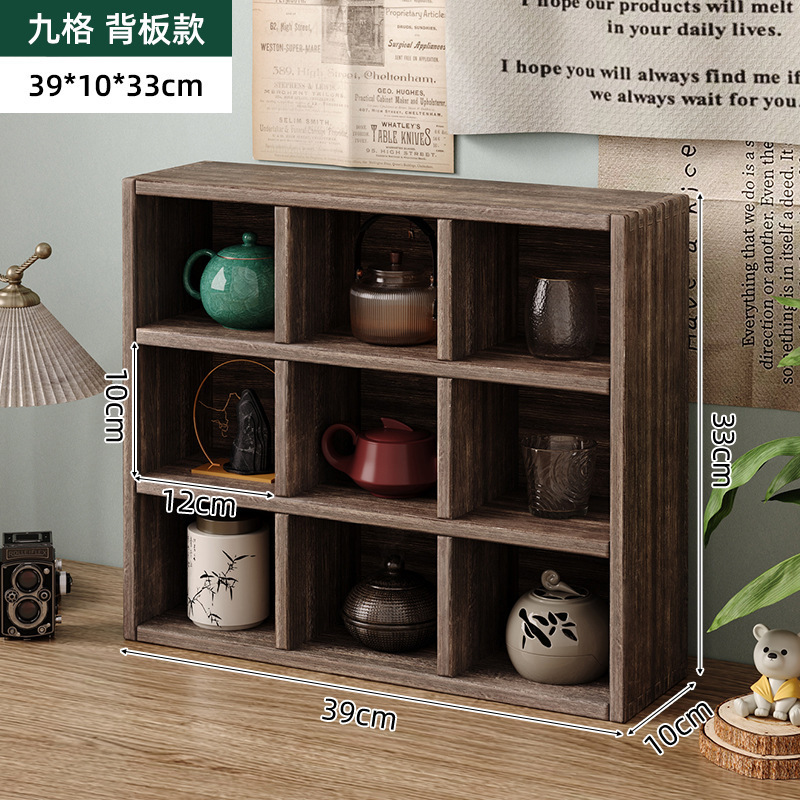 デスクトップ博古架実木中国式コップ収納棚茶杯棚紫砂壺物置棚多宝閣棚|undefined