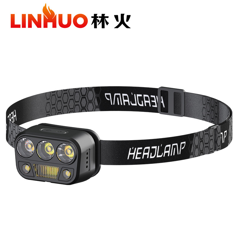 Inducción inteligente USB carga inducción faro LED noche pesca portátil fuerte luz noche corriendo pequeño faro al aire libre faro