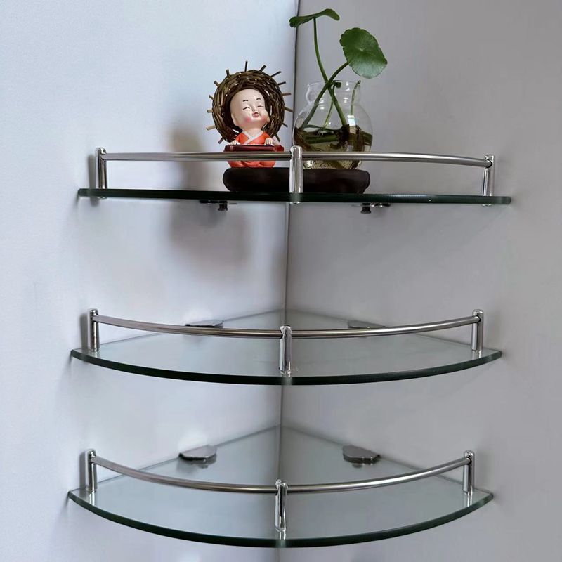 Baño de acero inoxidable galvanizado sala de ducha 34 capas de esquina de ventilador triangular estante de almacenamiento de vidrio