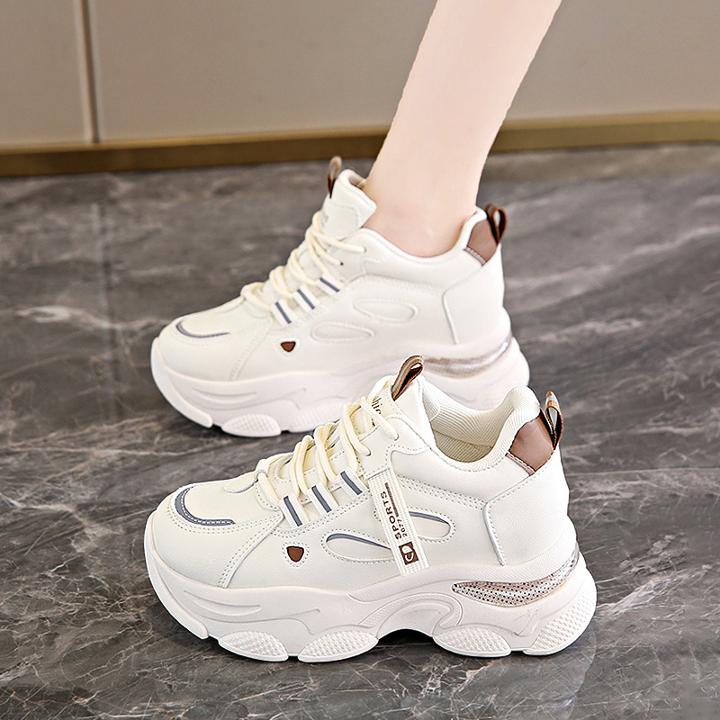 Trendy 2025 New Spring and Autumn Versatile White Genuine Leather Height-Increasing Sneakers Thick-Soled Casual Dad Shoes Trendy 2025 New Spring and Autumn Versatile White Genuine Leather Height-Increasing Sneakers Thick-Soled Casual Dad Shoes