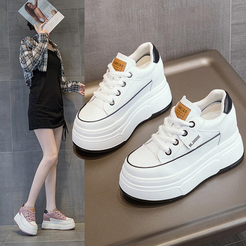 Summer new thick-soled wedge heel 9 cm heel height increased casual women's shoes hollow low-cut breathable leather sandals for women