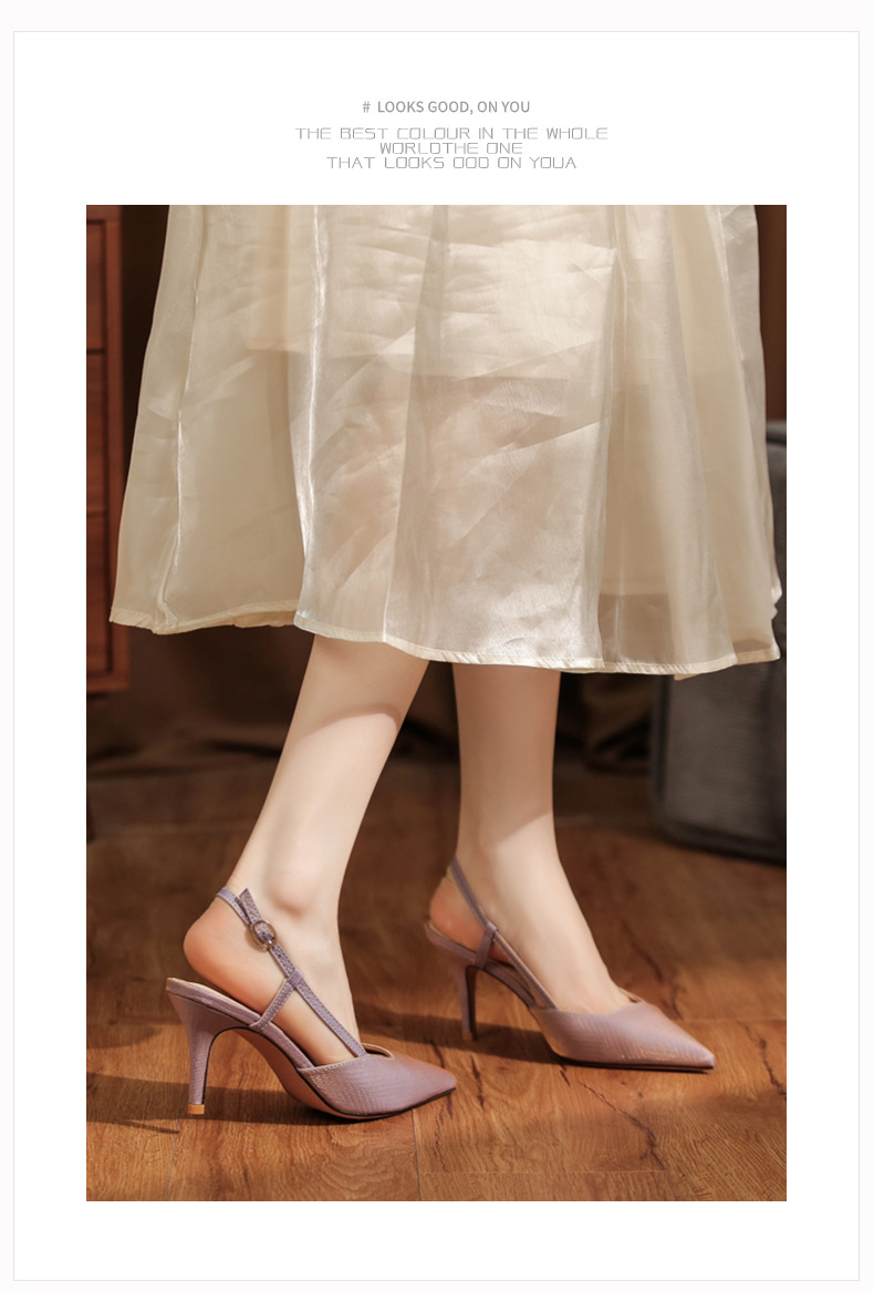 7755B Front Wrap Back Open Heel Sandals High Heels Elegant Commuting Versatile Daily Professional Temperament Women's_voghion.com