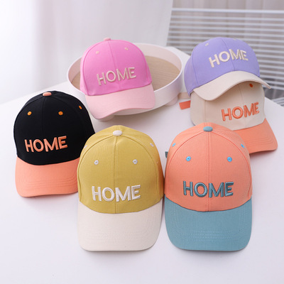 2021 children Hat wholesale Korean Edition new pattern baby Cap spring and autumn fashion Color matching HOME Children's baseball cap