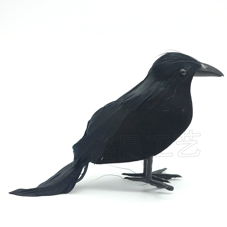 Halloween Black Feather Crow forced Halloween Decoration Feather Birds 3PCS Garden Interior shooting props