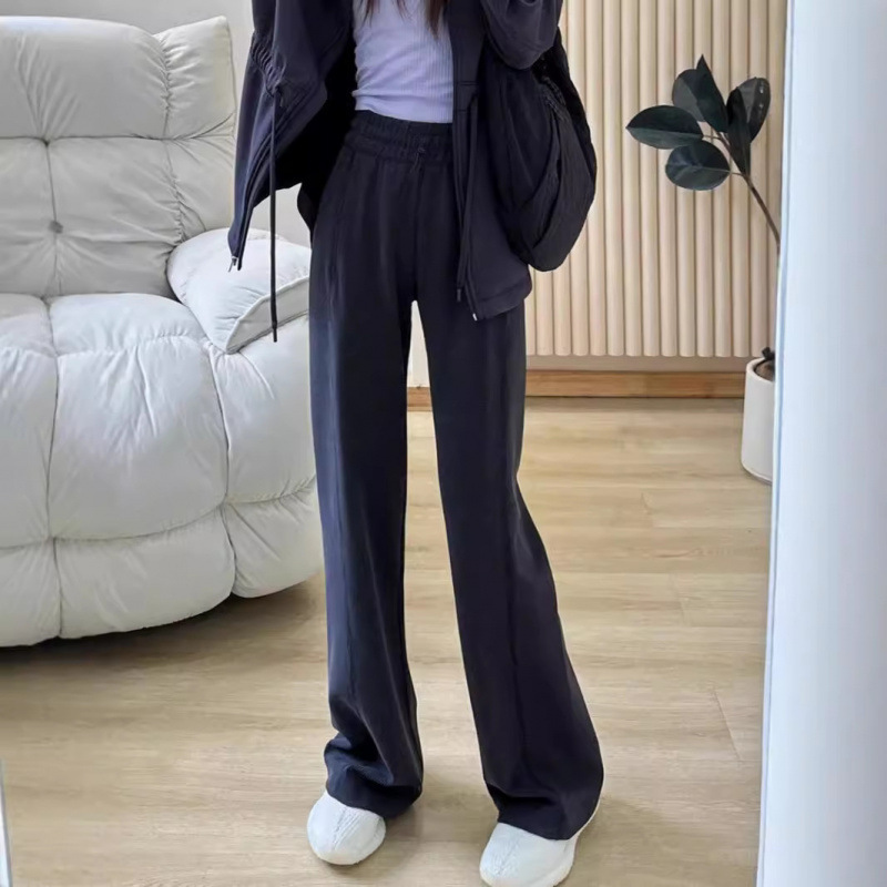 Lulu同款神裤soft莫代尔混纺休闲螺纹慵懒垂感空气裤坑条直筒裤女|undefined