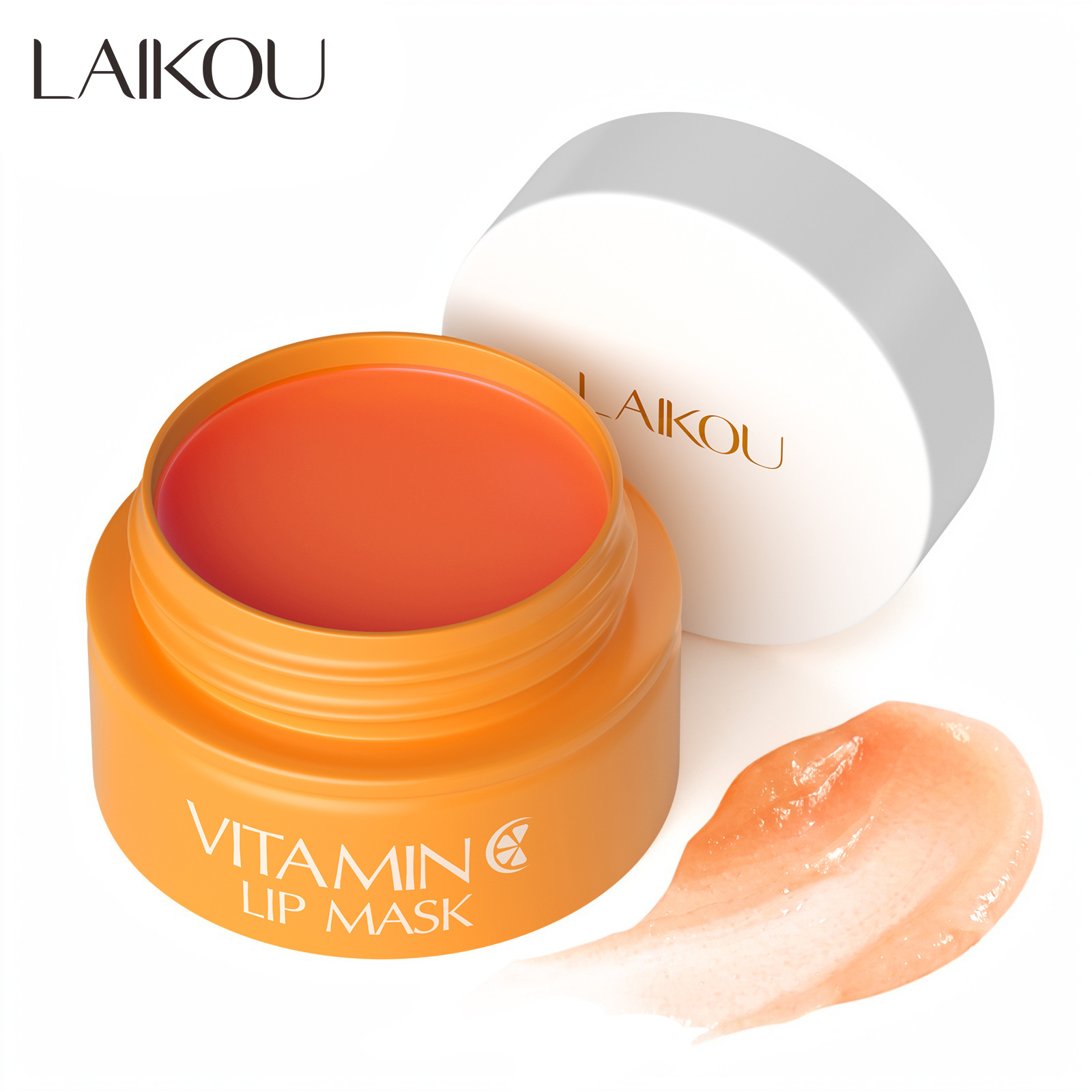 New cross-border product: LAIKOU Vitamin C Lip Mask 8g, hydrating, moisturizing, and nourishing. All English text, available for immediate export.