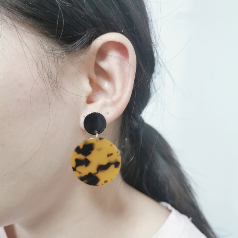 Women'S Gender Retro Leopard Print Acrylic Geometric Round Earrings Wholesale Nihaojewelry