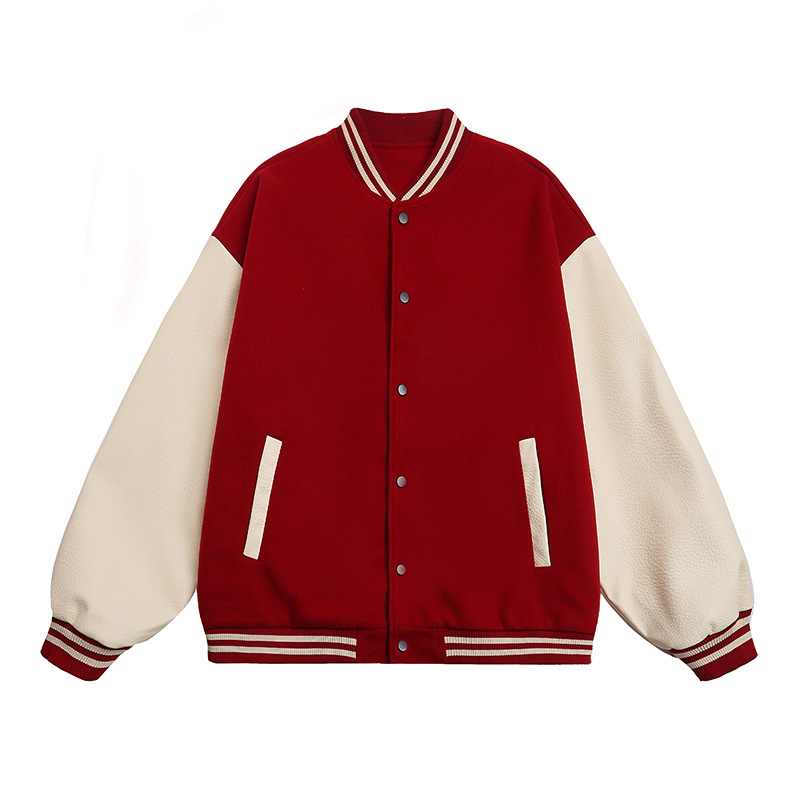 Chaqueta de bomber estadounidense transfronteriza de alta gama chaqueta casual jacket otoño e invierno manga PU marca de moda chaqueta de uniforme de béisbol personalización masculina image 19