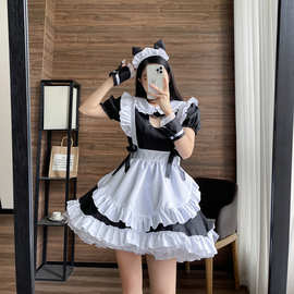 跨境亚马逊欧美码 镂空绣花猫女仆服 女仆装 COSPLAY演出服女佣装