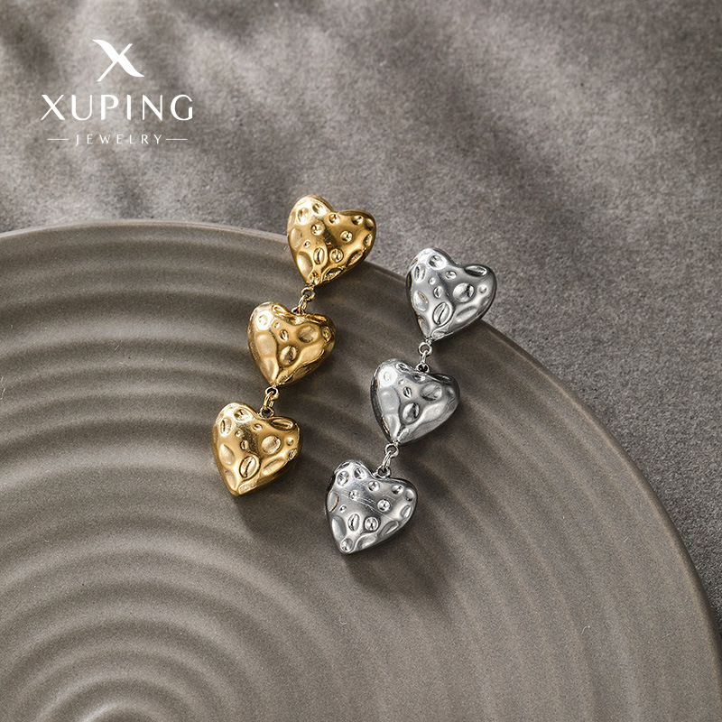Xuping aretes de acero inoxidable verano de alto nivel de nicho de moda europea y americana aretes largos de amor para mujeres