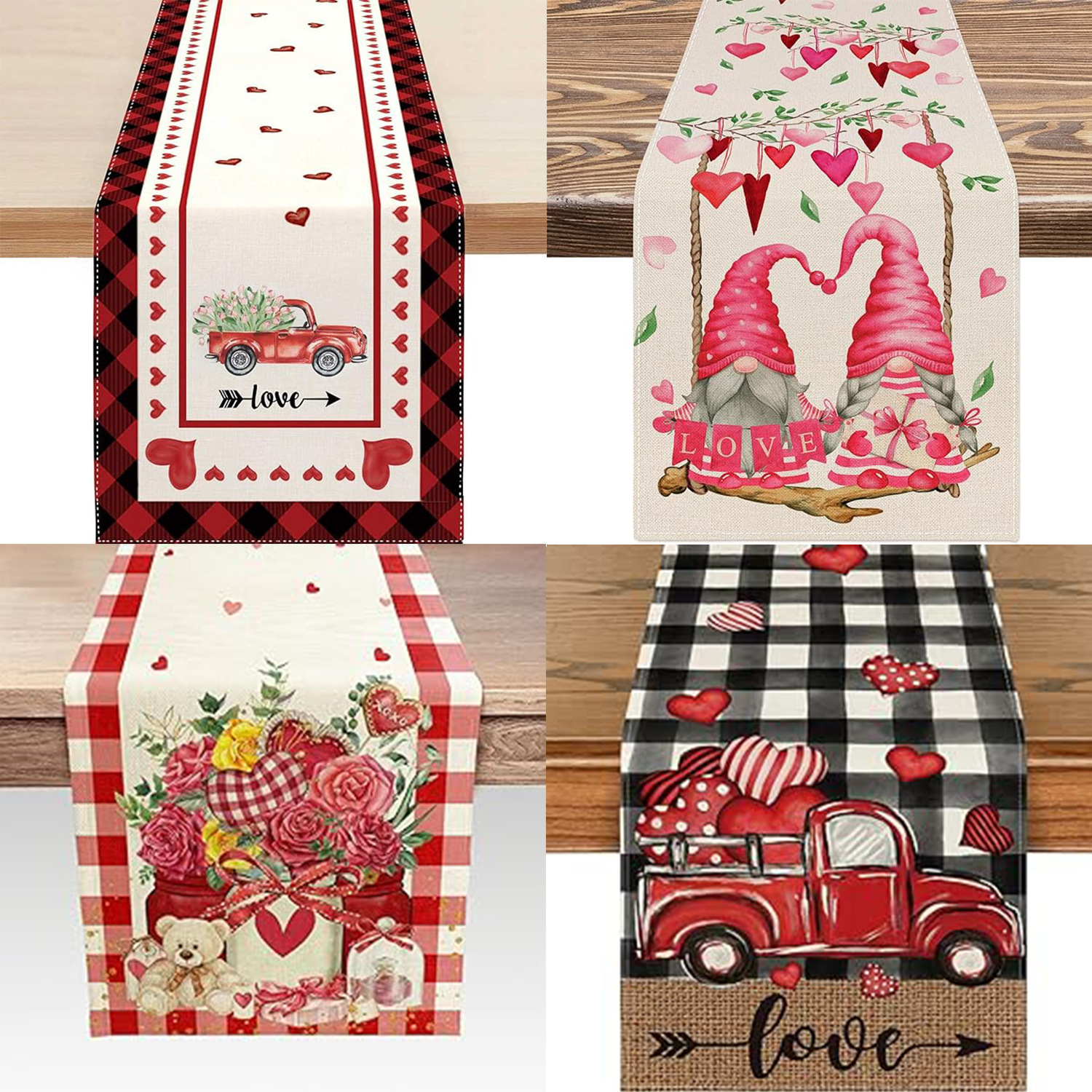 Transfronteriza Amazon Venta caliente cartas Día de San Valentín decoración del hogar camino de la Mesa mantel restaurante decoración de lino impreso mantel